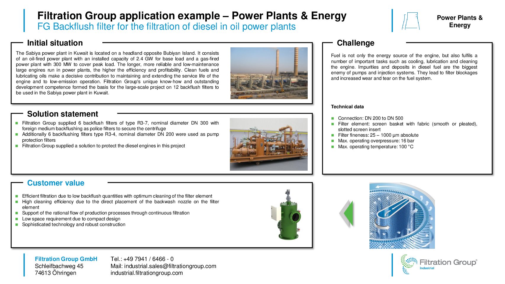 Filtration of diesel fuel in oil power plants - Filtration Group Industrial